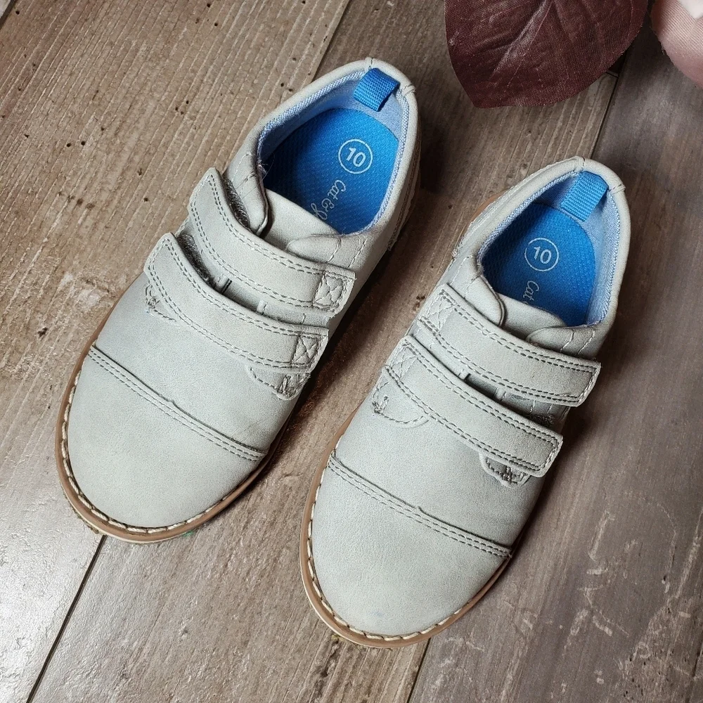 Cat & Jack Grey Toddler Boy Velcro Oxford Dress Shoes Size 10 NWOT EUC